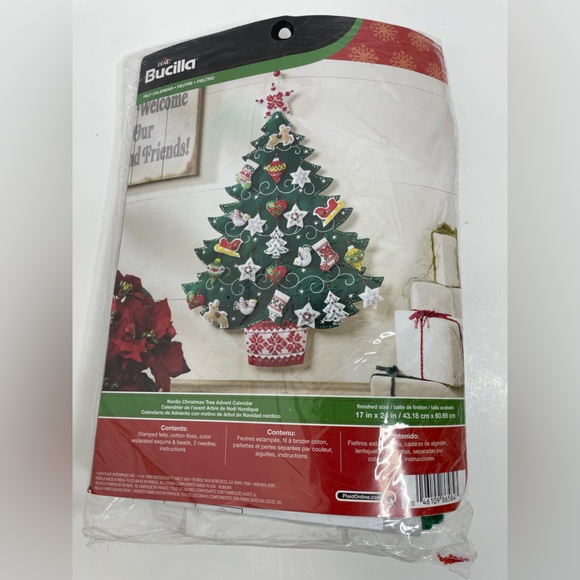 Bucilla Felt Advent Calendar Craft Kit Nordic Christmas Ornaments NIP Rare HTF - Picture 1 of 3